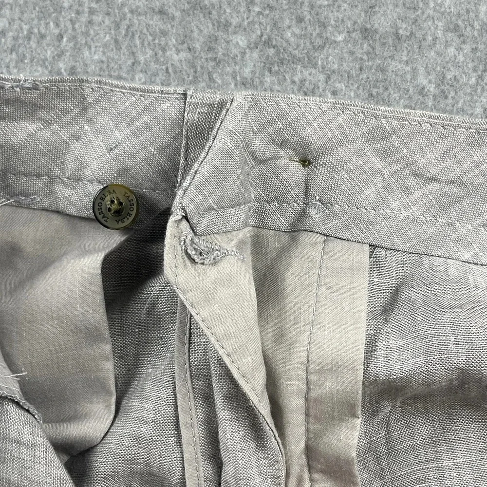 Tasso Elba Mens 100% Linen Pants 36x32 Light Gray Flat Front Casual Summer